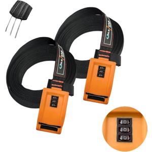 800lbs Lockable Tie Down Straps with 3-Digit Password Buckle Include 3 Steel Cables 1.5" Width Keep Kayak Surfboard Paddleboard Canoe Safe 2pack Each Strap 10FT (Password Lock Strap,1.5"(W)10'(L))