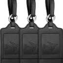 Teskyer Luggage Tags, 3 Pack PU Leather Luggage Tags for Suitcases, Privacy Protection Bag Tags Travel Essentials, Black