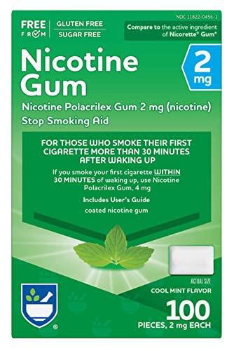 Rite Aid Nicotine Gum, Cool Mint Flavor, 2 mg - 100 Count | Quit Smoking Aid | Nicotine Replacement Gum | Stop Smoking Aids That Work | Chewing Gum to Help You Quit Smoking | Coated Nicotine Gum