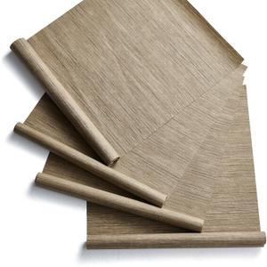 Replacement Fabric Panels for Sliding Glass Door (4-Pack, 23"x96"), Fabric Only, Natural Woven Blind Slats, Trimmable, Sheer, Track & Bottom Rail Not Included,Cappuccino Brown