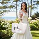 Mrs Tote Bag Est. 2025  Wedding Gift Bag for Bride, Bachelorette Party Tote, Canvas Honeymoon Bag for Women