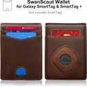 Wallet for Samsung Galaxy SmartTag & SmartTag+ Plus, Money Clip Version, RFID Blocking Genuine Leather Bifold Wallet with Gift Box (Not Include Tracker) (Brown)