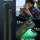 Magnetic for iPhone 14 Pro Max Case,Upgraded [Full Camera Protection][Compatible with Magsafe][Mil-Grade Protection] Shockproof Translucent Matte Phone Case for iPhone 14 Pro Max,Forest Green