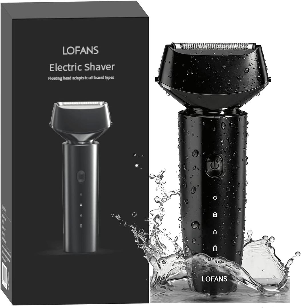 Electric Razor for Men with Floating Dual Blade Head, Rechargeable Wet & Dry Electric Razor, USB-C Cordless Mens Shaver with Travel Lock for Face Grooming