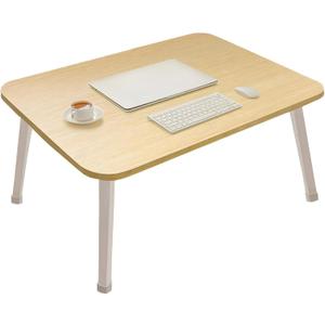 Foldable Laptop Desk for Bed, Bed Laptop Table, Foldable Portable Lap Bed Tray, 23.6 Inch Floor Table for Drawing, Reading and Writing, Oak