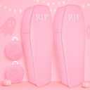 Liliful 2 Pcs Halloween Cemetery Pop up Coffin with Lid, 60 Inch Collapsible Scary Fake Fabric Coffin Prop Life Size, for Graveyard, Halloween Decoration, Lawn, Party (Pink, Lifelike)