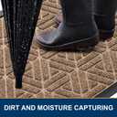 Smiry Front Door Mat Outside Entrance, Heavy Duty Sturdy Natural Rubber Doormat, Trap Dirt and Moisture, Easy Clean Low Profile Mats for Indoor Outdoor Entry, Grid Geometric (35x23, Coffee)
