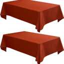 Fitable 2 Pack Faux Linen Fall Tablecloths, Wrinkle Proof Fabric Table Cloth Rectangle, Burlap Textured Table Covers for Thanksgiving Holiday Autumn Dinner Party Farmhouse (Rust, 60 x 84 Inch)
