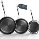 Hybrid Nonstick Frying Pans Set, 10"+11"+12" Frying Pan Skillet 3-Pieces Set, Stay-Cool Handle, PFAS-Free, Dishwasher and Oven-Safe, Suitable for All Types of Cookers, Including Induction (KP2)