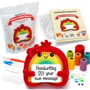 Agantree art Crochet Kit for Beginners Kids Teens Adults Rainbow Crochet Kits with Step-by-Step Video Tutorials, DIY Custom Easter Basket Stuffers Gifts Birthday for Girls Friends Women (40%+ Yarn)