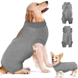 SlowTon Dog Surgery Recovery Suit - Soft Recovery Suit for Dogs Female Male, Dog Onesie for Surgery Female After Spay Prevent Licking, Neuter Suit for Male Dogs Surgical Recovery (Grey,M)