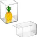 JUXYES Pack of 2 Clear Acrylic Display Case with Sliding Door for Mini Action Figures, Stackable Display Case Cube Small Showcase Free Standing Collectibles Protection Box, Mirrored Bottom