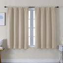Simplebrand Ava Grey Short Blackout Curtains for Bedroom 45 Inches Long 2 Panels Set, Solid Thermal Insulated, Energy Saving Window Treatment Curtains Blackout Drapes, W40 x L45 Inch, Beige