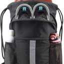 BeeGreen Drawstring Backpack Bag with Shoe Compartment, X-Large Black Gym Sports String Cinch Backpack