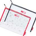 Rough Enough Plastic File Folder Clear Document Holder Bag Zipper Pouches Bags for Organizing A4 Paper Letter Office Teacher Art Supplies Storage