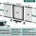 Fairy Baby 68.2"-70.8" Extra Wide Baby Gate with Door, 69 70 Inches Walk THR Baby Gates for Stairs Pressure Mounted no Drill, Indoor Tension Metal Child Pet Dog Safety Gate for Kids, Black
