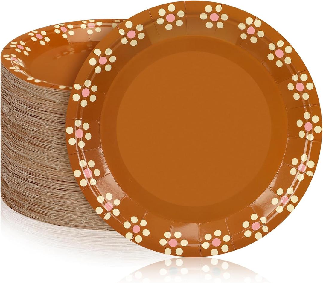 Yungyan 100 Pcs Pink Platos De Barro Mexicanos Paper Plates Cielito Lindo Party Decoration Barro Party Mexico Traditional Terracotta Flower Clay Pottery Dishes for Baby Shower Wedding Birthday (7'')