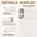 HESTIA No Drill Cordless Blackout Roller Shades, White, 46.5" W x 72" H