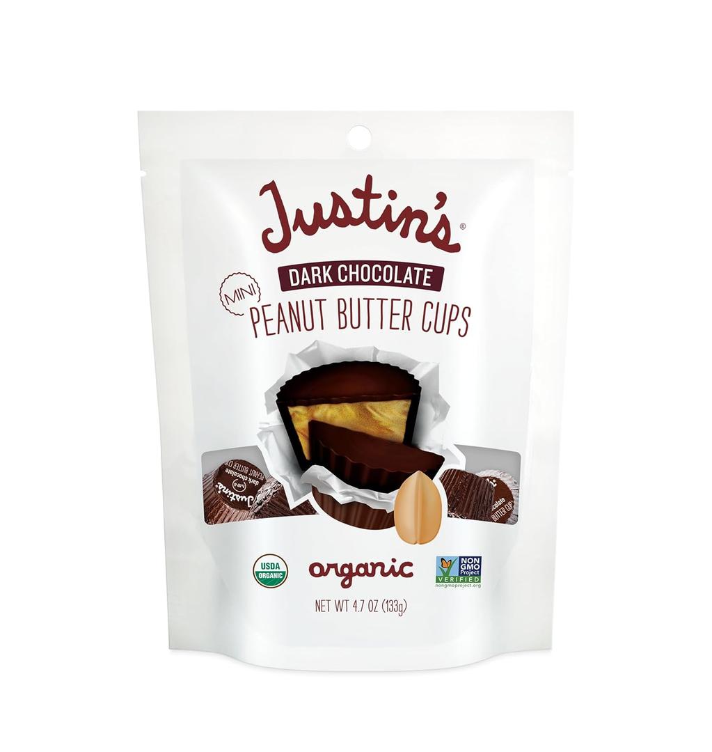 2 x Justin's, Peanut Butter Cups Dark Chocolate Mini Organic, 4.7 Ounce (EXP 01/12/27)