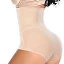 Tummy Control Shapewear Panties for Women High Waisted Body Shaper Slimming Shapewear Underwear Girdle Panty (Medium, Beige-smooth Fabric)