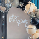 Let's Party Sign for Backdrop Balloon Arch - Large Felt Letters Funny Signs for Party Sign, Birthday, Graduation, Wedding, Bachelorette, Christmas, Home Bar, Man Cave Wall Decor - Black And White, Reusable