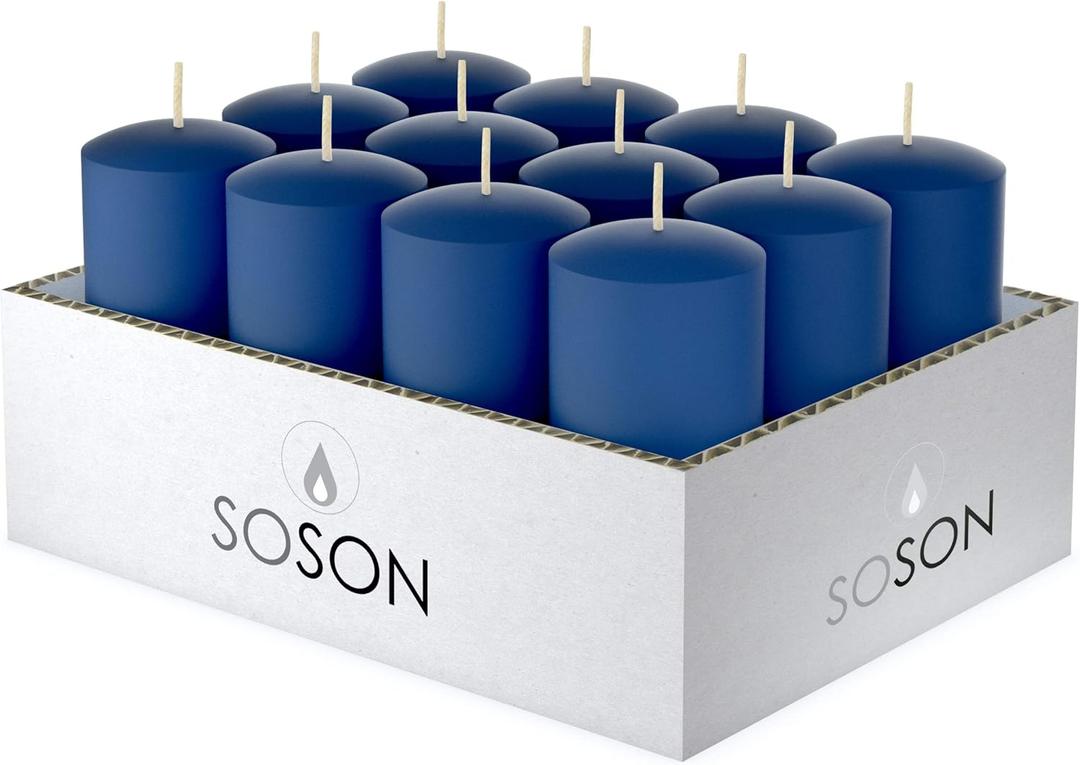 Simply Soson Votive Candles Bulk, 24 Blue Votive Candles, 10 Hours Burn time, Small Candle, Bulk Candles, Unscented Candle, Votives for Wedding, Birthday, Holiday & Home Decoration (24 pack - Without Glass)