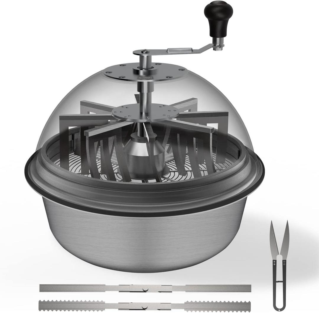 AC Infinity Bud Leaf Bowl Trimmer 16", Clear Visibility Dome with Sharp Stainless Steel Blades, for Twist Spin Cutting Leaves, Buds, Flowers, Hydroponics Plants (Grey)