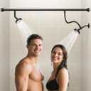 Dual Shower Head for Couples, High Pressure Double Shower Heads for Two People Rod, Two Showerhead System Fit 2 Person, Birthday Gifts for Women Men, Spa-Like (Black) Segmented Design