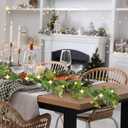 6ft prelit Lighted Christmas Garland with LED Lights,Battery Powered with Pine Cones,Eucalyptus Leaves,Berries, Pine Needles,Christmas Garland for Fireplace Mantle Decorations. (Green)