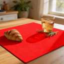 Linen Fabric Placemats Set of 6, Machine Washable, Heat Resistant, Wrinkle Free, Thick Polyester Kitchen Place Mats for Dining Table (Red)