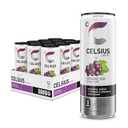 CELSIUS Sparkling Grape Rush, Sugar Free Energy Drink, 12 Fl Oz (Pack of 12) (EXP 11/30/26)
