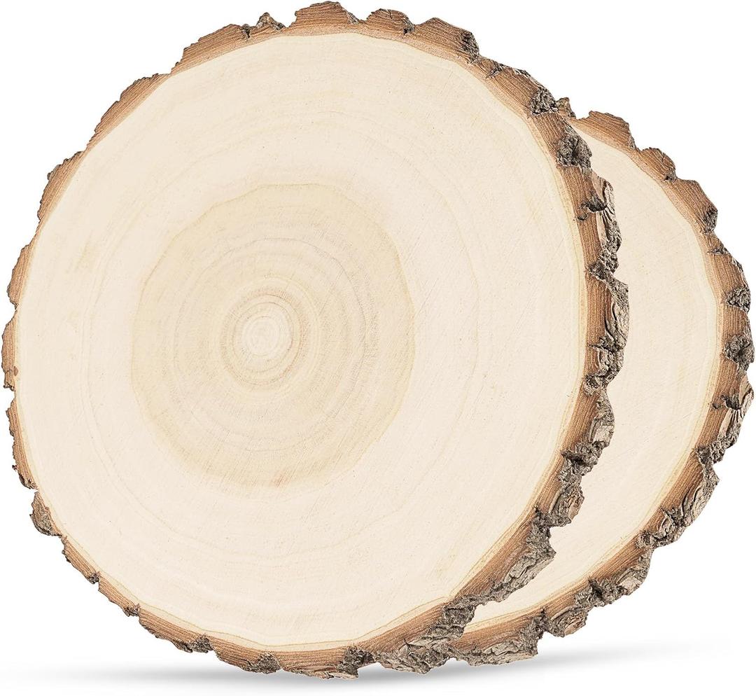 2 Pack Wood Slices for Centerpieces 8-9 inches Nature Unfinished Round Wood Chips for Crafts, Large Wood Slabs for Weddings Centerpieces Decor and DIY Painting Crafts