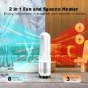 Bladeless Tower Fan, 1400W Space Heater & 40W Cooler Fan Combo with Remote, 80Oscillation, 8 Speeds and 3 Heating Modes, 9H Timer, LED Display, Fast Safety Heat and Quiet for Bedroom, Kitchen, Office