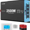 48V 2500W Pure Sine Wave Inverter 48V DC to 110V AC, 5000W Peak Power, 4 AC Outlets, USB & Type-C Port, Adjustable Input for Lithium Battery, Solar/Off-Grid Backup with LCD Remote