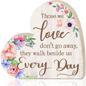 Jetec Sympathy Gift Memorial Wooden Heart for Loss of Loved One Remembrance Bereavement Decor Condolence Sign for Grief Father Mother Son Brother, 6. 3 x 6 x 0. 7 Inches(Flower Style)
