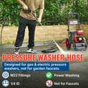YAMATIC Pressure Washer Hose 25FT x 1/4", 3200 PSI Kink Resistant OEM-Quality Upgrade Power Washer Replacement with M22-14mm Brass Fittings for Ryobi, Troy Bilt, Greenworks, Craftsman