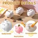 48 Pcs DIY Ceramic Piggy Banks Pig Coin Banks Xmas Gift Unglazed White for Boys Girls with 2 Paint Strips 10 Brushes Money Birthday Home Festival Fun Activities Gift, 3.1 x 2.6 x 2.7 Inches