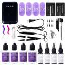 V Light Hair Extensions Kit Mini V Light Hair Extension Set With V Light Lamp*1 V light glue*4 Hair Extensions Remover*4 VLight Remover Machine*1 comb*1 clip*2 for Salon Hairstyles(Black machine set)