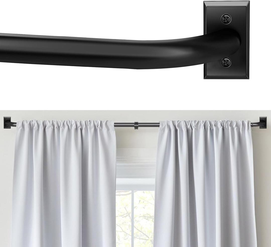 Blackout Curtain Rod, Adjustable Extra Long for Windows 5.5-12.7Ft, Wrap Around Heavy Duty French Return, Matte Black