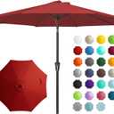 JEAREY 9FT Outdoor Patio Umbrella Outdoor Table Umbrella with Push Button Tilt and Crank, Market Umbrella 8 Sturdy Ribs UV Protection Waterproof for Garden, Deck, Backyard, Pool (Red)