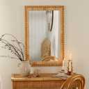 Rattan Wall Mirror - Boho Mirror Hanging Wicker Mirror for Bathroom Entryway Wall Decor, 20" x 30", Rectangle