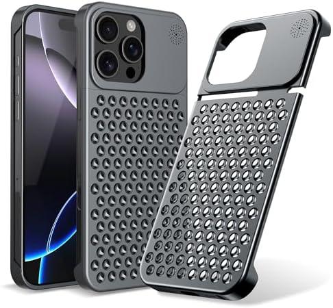 Arae for iPhone 16 Pro Max Case, Metal Case Anti-Fall Heat Dissipation, Anti-Scratch Slim, Aluminum Case for iPhone 16 Pro Max 6.9 inch, Gray