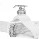 30 Pack Velvet Clothes Hangers, Non-Slip Flocked Hangers with 360 Swivel Hook, Space-Saving Slim Felt Hangers for Shirts, Coats, Dresses, Blouses(White)