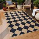 EDIMENS Checkered Easy Jute Rug, 3x5 Outdoor Patio Rug for Entryway Indoor Outdoor Living Room Carpet, Black Washable Non Slip Diamond Farmhouse Carpet for Backyard Front Porch Patio Balcony