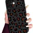 KANGHAR for iPhone 16 Case Cute Leopard Design Soft Flexible TPU Large Window Camera Lens Protector Phone Case Protective Cover Black and Brown Cheetah Print