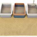 Extra Large Cat Litter Mat, XL 47"x28" Litter Trapping Mat for Cat,Litter Box Matt for indoor, 2 Layer Catcher Rug,Waterproof Urine Proof,Clean Easily,Non-Slip (Khaki)