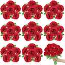 8 Pack Red Peonies Artificial Flowers, Fake Silk Hydrangea Bouquet for Bridal Wedding Home Table Decor Reusable Dining Opening Ceremony Birthday Arrangement Faux Floral