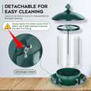 Gbekery Metal Bird Feeders for Outdoors Hanging, Weather Resistant Wild Bird Feeder with 360 Degree Feeding Tray, Green