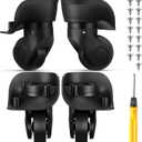 Silkfly 4 Pcs Luggage Wheels Replacement Travel Suitcase Caster Repair Kits with Screw Replacement Left and Right Wheels Mute Bearing Swivel for Luggage(Black,Small)