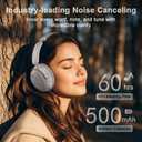 LORELEI QC30 Hybrid Active Noise Cancelling Headphones, 60H Playtime, Built-in Mic, Wireless Over Ear Headsets with Case,Bluetooth 5.4,Deep Bass Comfort Fit Soft-Earpads Fast Charging -Dunes Grey